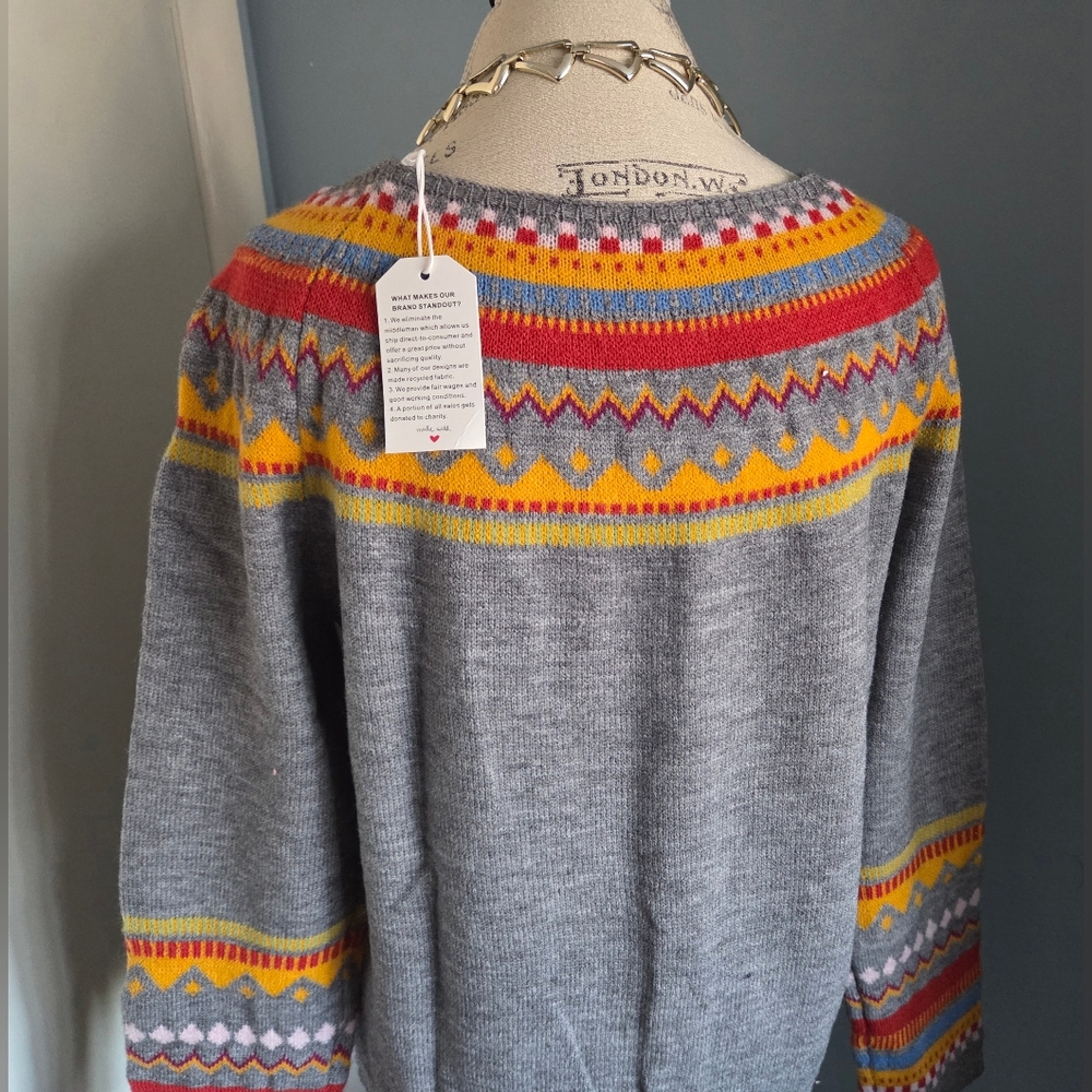 Multicolor Fair Isle Women's Sweater - Picture 7 of 14